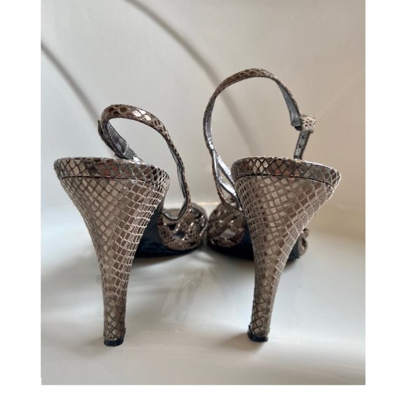 Calvin Klein Metallic Cut out Peep Toe Heels - Picture 6 of 7